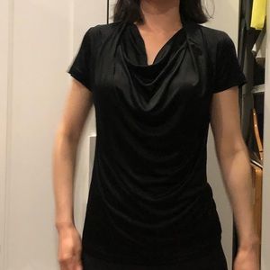 Black Cocktail Blouse with Gold button - M size